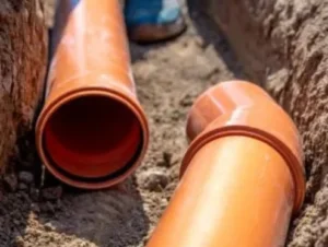 Foam core PVC pipes stacked for drainage and sewerage infrastructure applications