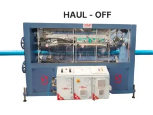 Haul off unit for foam core PVC pipe extrusion line ensuring stable pipe pulling