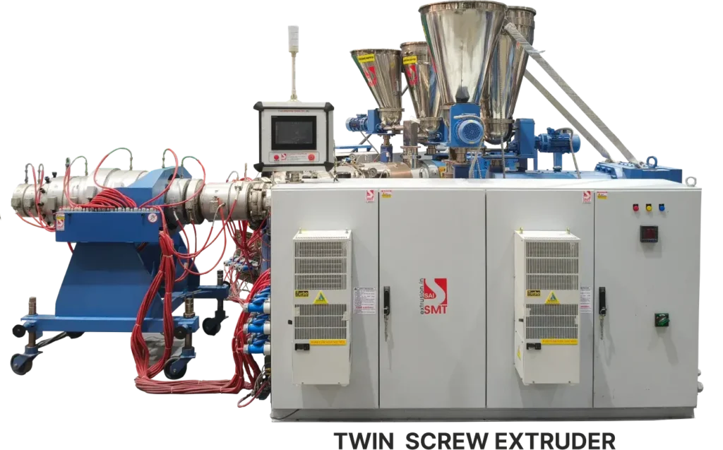 Twin-screw extruder used in 3-layer rigid PVC foam core pipe extrusion system