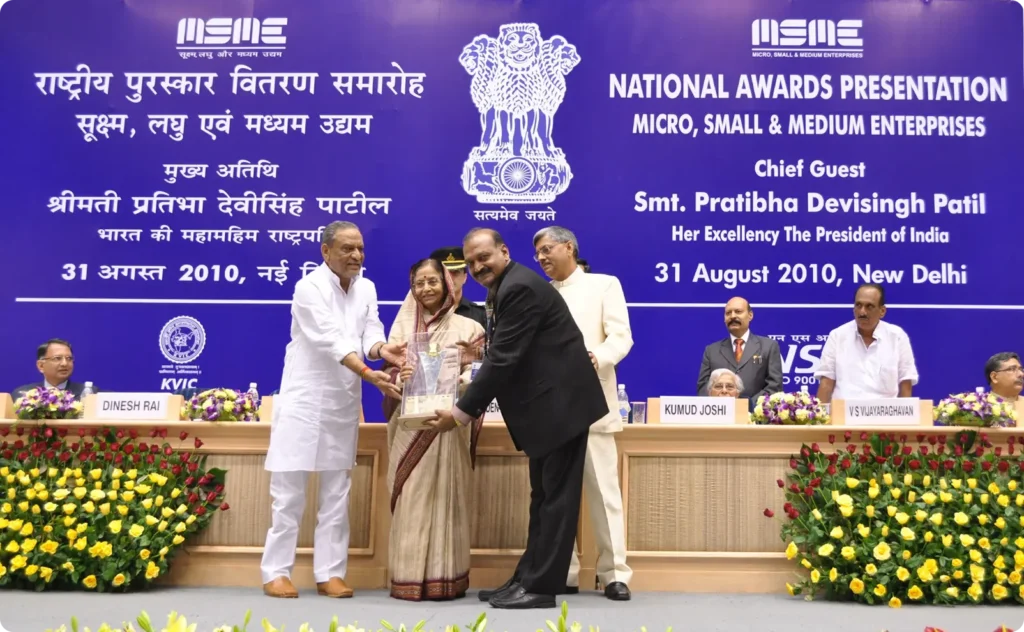 Sai Machine Tools received National Award from President of India in 2010 by President of India.